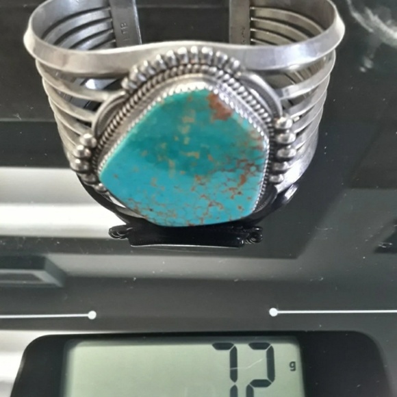 🚫SOLD🚫Vtg Sterling Navajo Turquoise Cuff - Picture 3 of 8